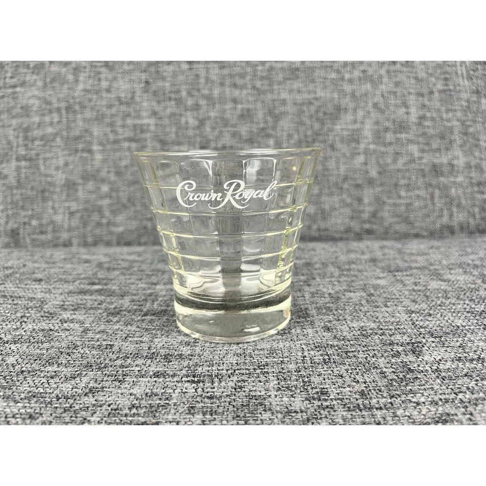 Crown Royal Whiskey Lowball Glass Optic Block 3-3/8 in Tall